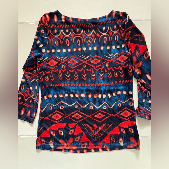 Printed top with 3/4 length sleeve, Sz L - Picture 3 of 5